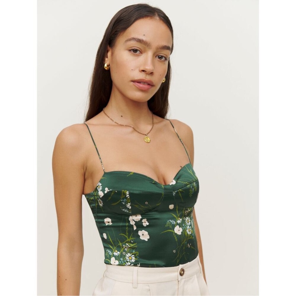 Reformation Dark Green Floral Camisole - Picture 4 of 5